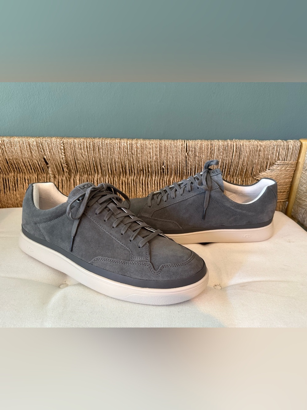 Men's UGG Gray Suede Low-Top Sneakers - Casual Comfort - size 12 - new in box